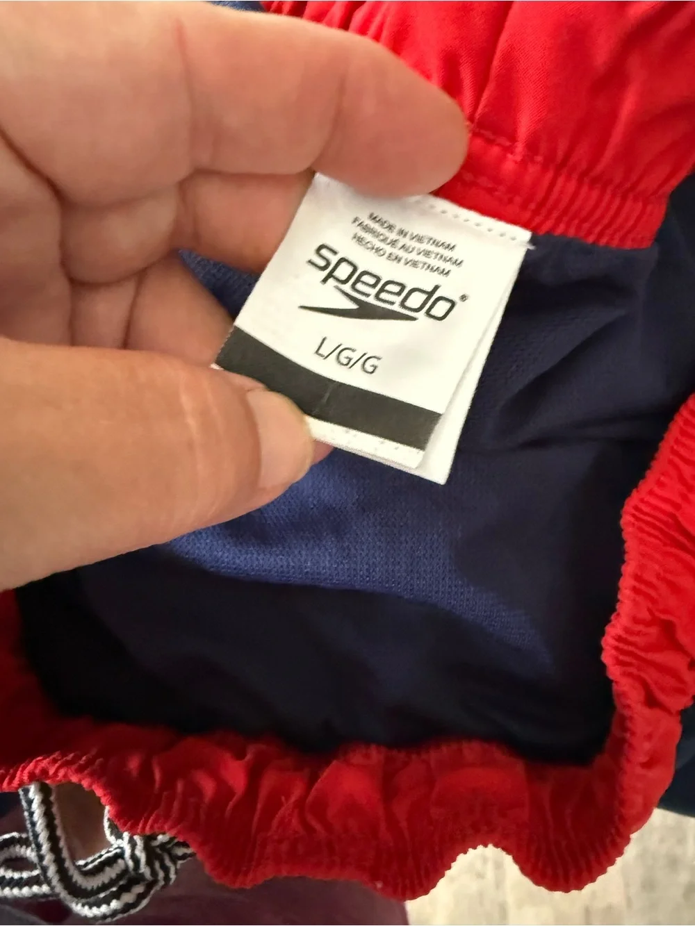 Red, White, and Blue Speedo Swim Trunks for Men